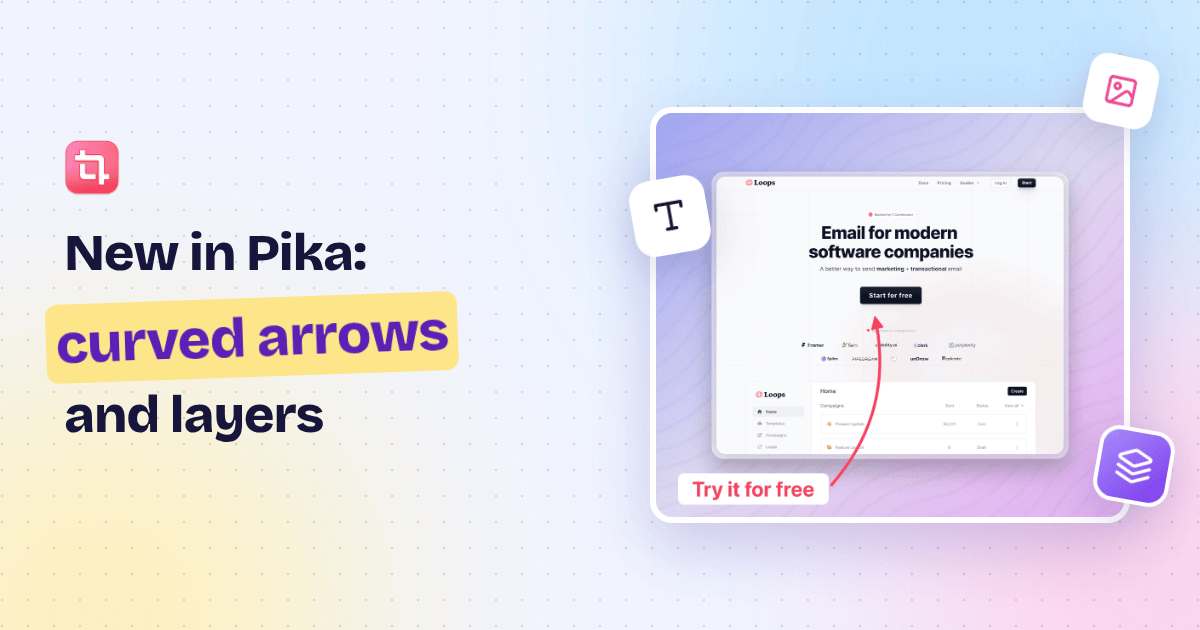 Curved arrows, layers and a simpler screenshot editor